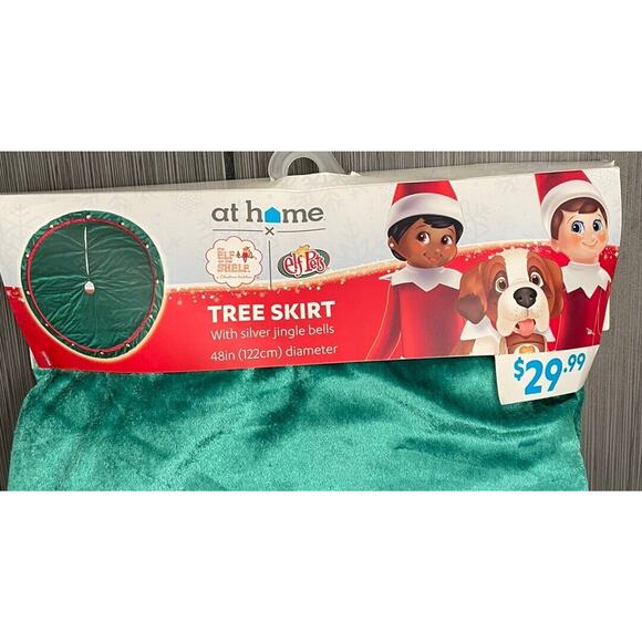 At Home Elf On A Shelf Red And Green Tree Shirt With Jingle Bells 48 Inch NW - Picture 2 of 6